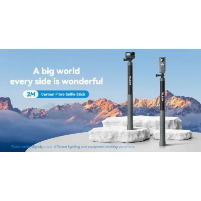 Telesin Third Generation 3.0m Carbon fiber selfie stick for action cameras - Black